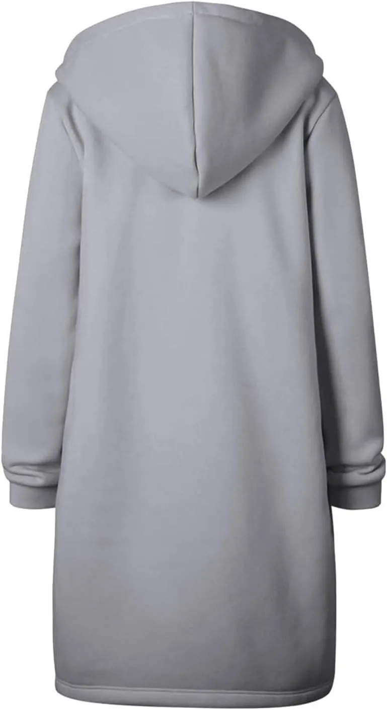 Womens Long Sweatshirts Oversized Zip Up Hoodies Knee length Long Fleece Tunic Sweatshirts Fall Hoodie Jackets Coats