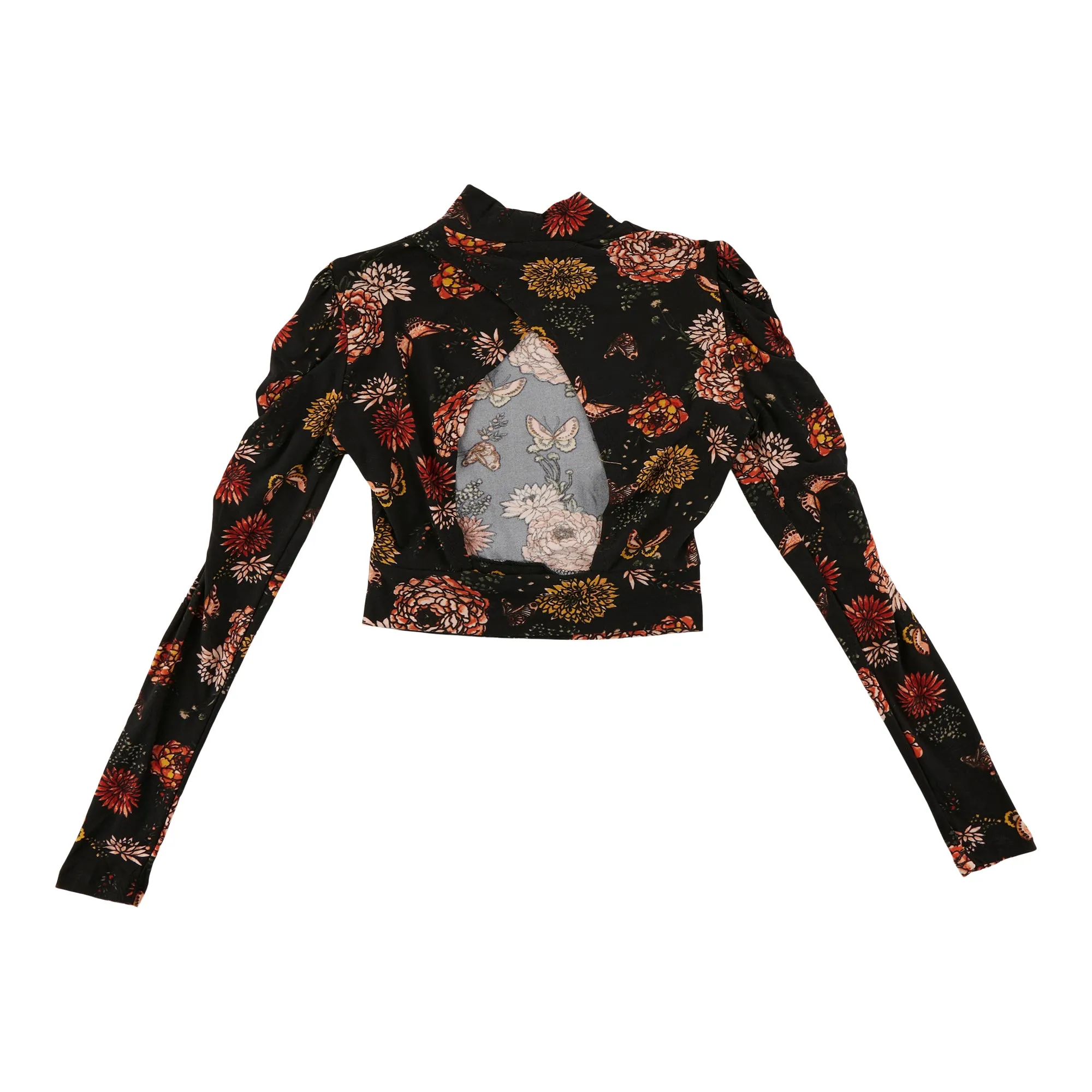 Women's Mock-Neck Floral Crop Top