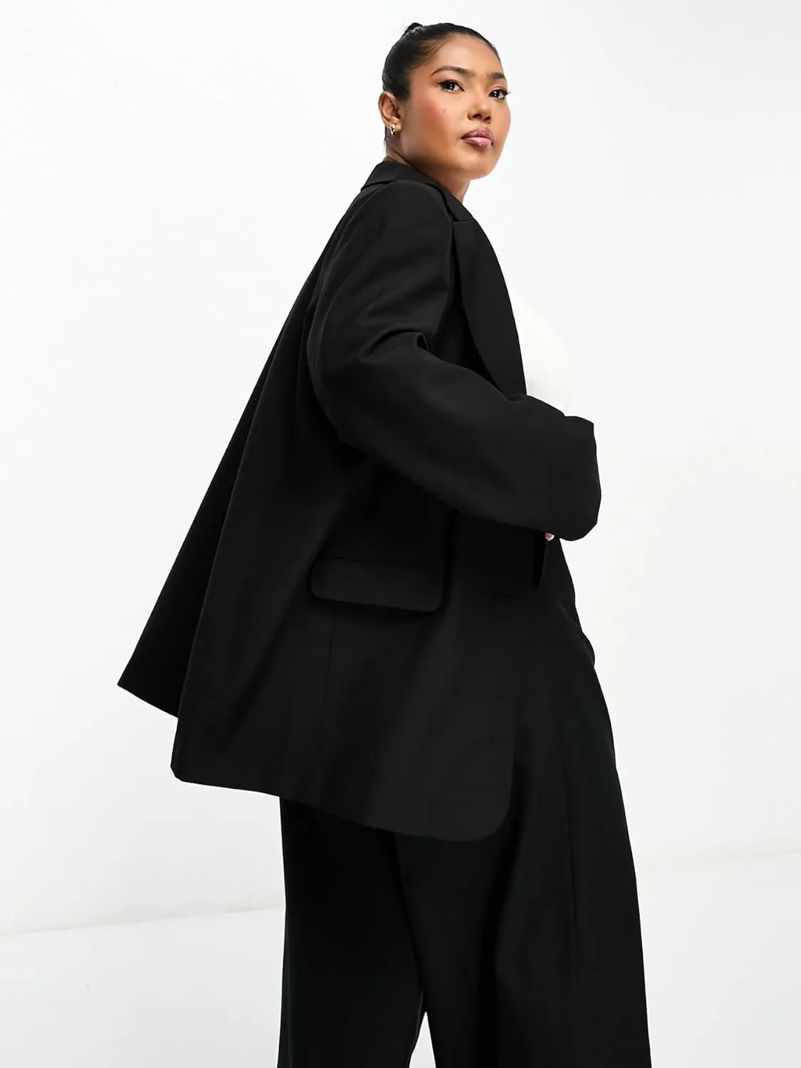 Women's Plus Size Blazer: Stylish Workwear Suit for Curvy Women - Black Dress Blazer