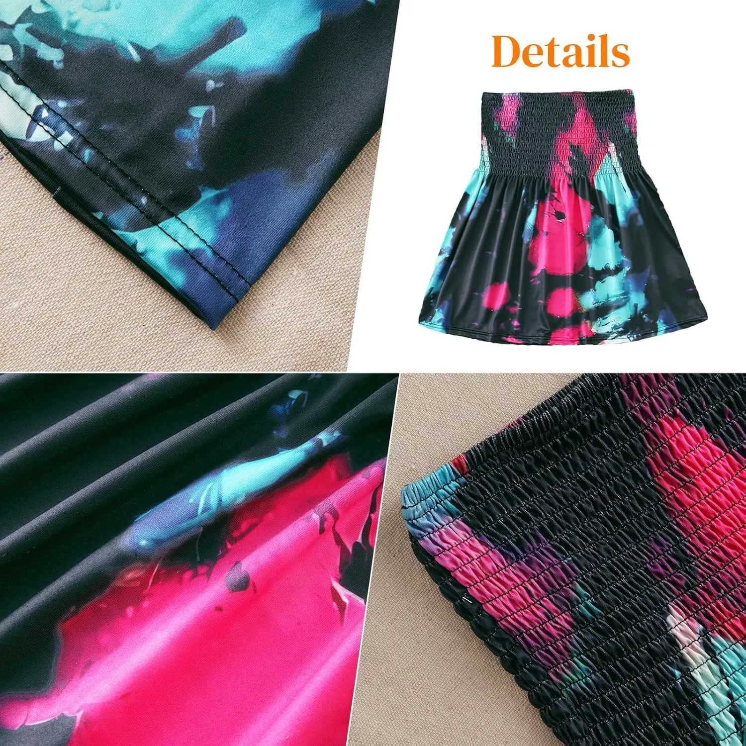 Womens Strapless Smocked Tube Top Soft Stretchy Pleated Bandeau Tank Sexy Sleeveless Loose Summer Camis Tunic Tops