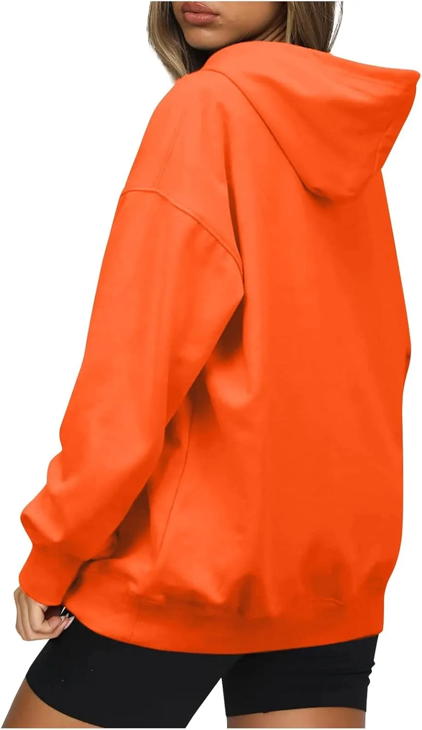 Womens Sweatshirts Trendy solid color Hoodie Casual Fleece Pullover Drawstring Fall Sweater Comfort Hoodie Hiking Clothes