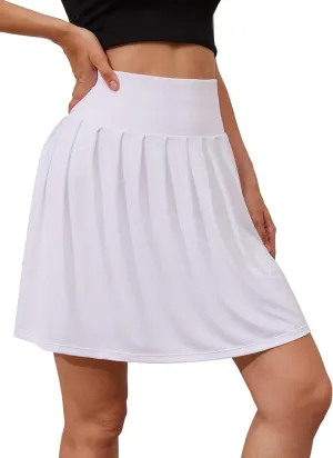 Women's Tennis Golf Skirts Built-in Shorts High Waisted Athletic Pleated Skirts with Pockets