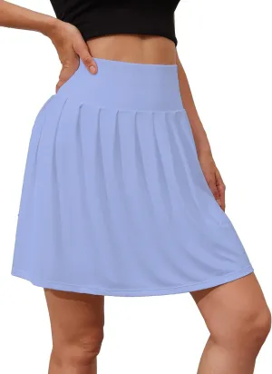 Women's Tennis Golf Skirts Built-in Shorts High Waisted Athletic Pleated Skirts with Pockets