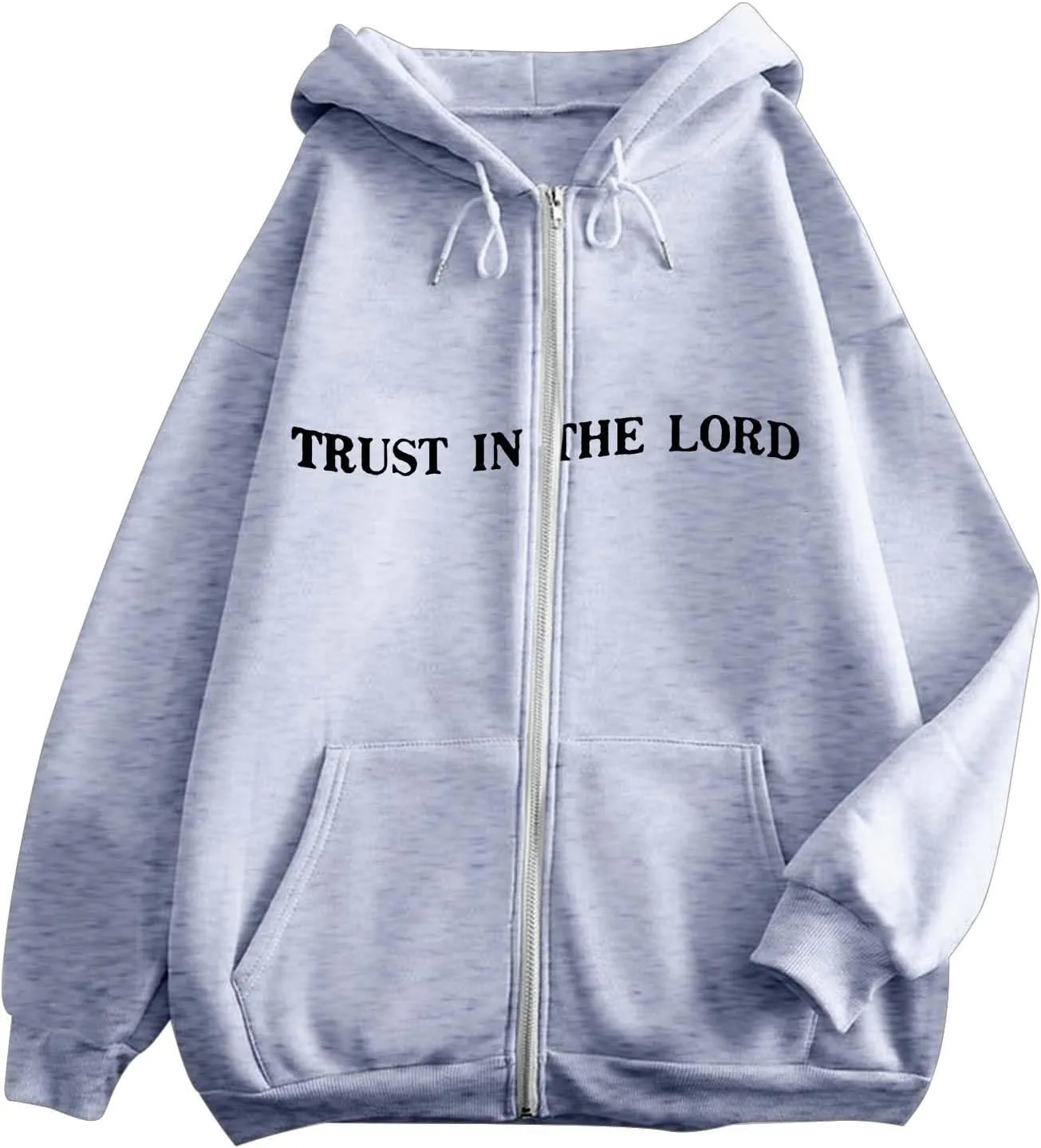 Women's Trust In The Lord Full Zip Up Christian Hoodies Comfort Fleece Lined Aesthetic with Hood Jackets 2024 Jesus