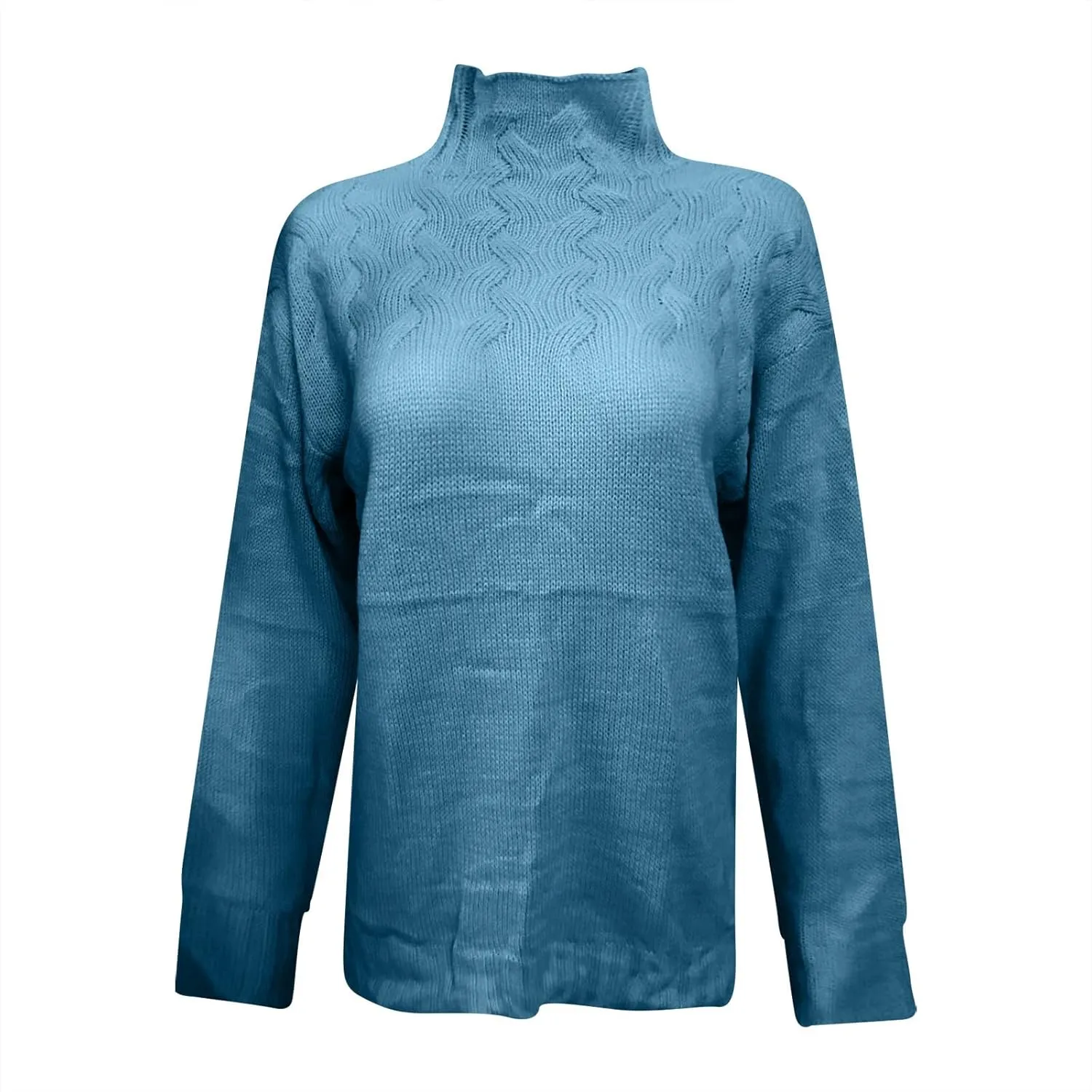 Women's Turtleneck Sweaters Slouchy Knit Chunky Sweater Fall Winter Fashion Cable Weaving Long Sleeve Pullover