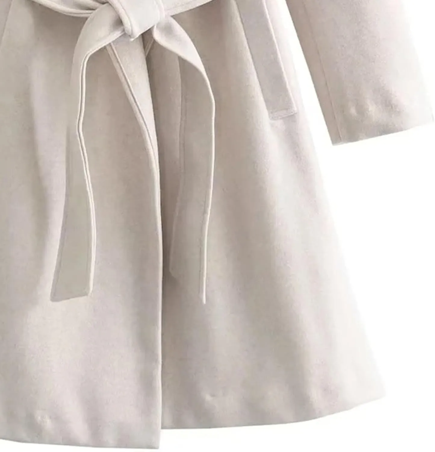 Womens Wool Blend Hooded Coats Long Sleeve Belted Trench Coat Casual Open Front Cardigan Jackets Overcoat