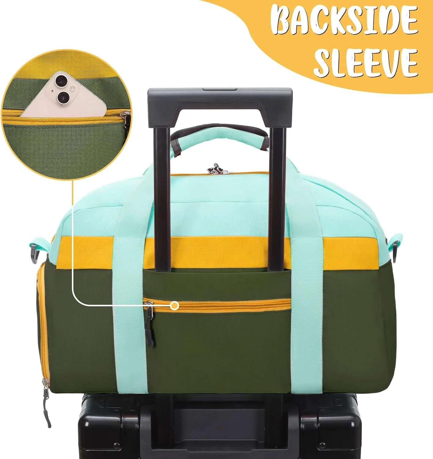 WOOMADA Travel Duffle Bag, Weekend Bag with Wet Pocket & Trolley Sleeve, Overnight Bag With Shoe Compartment, Fit for Sports Practice, Travel and Gifts(army green)