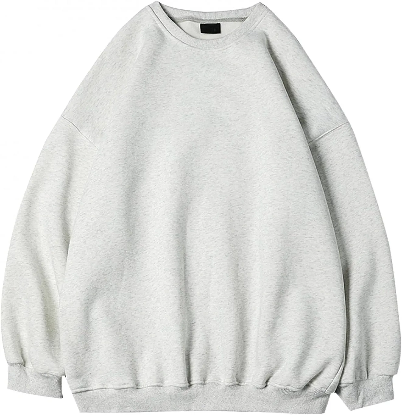 WUAI-Men Crewneck Sweatshirt Plus Size Soft Cozy Hipster Workout Loose Oversized Pullover Sweaters Thermal Jumper Tops