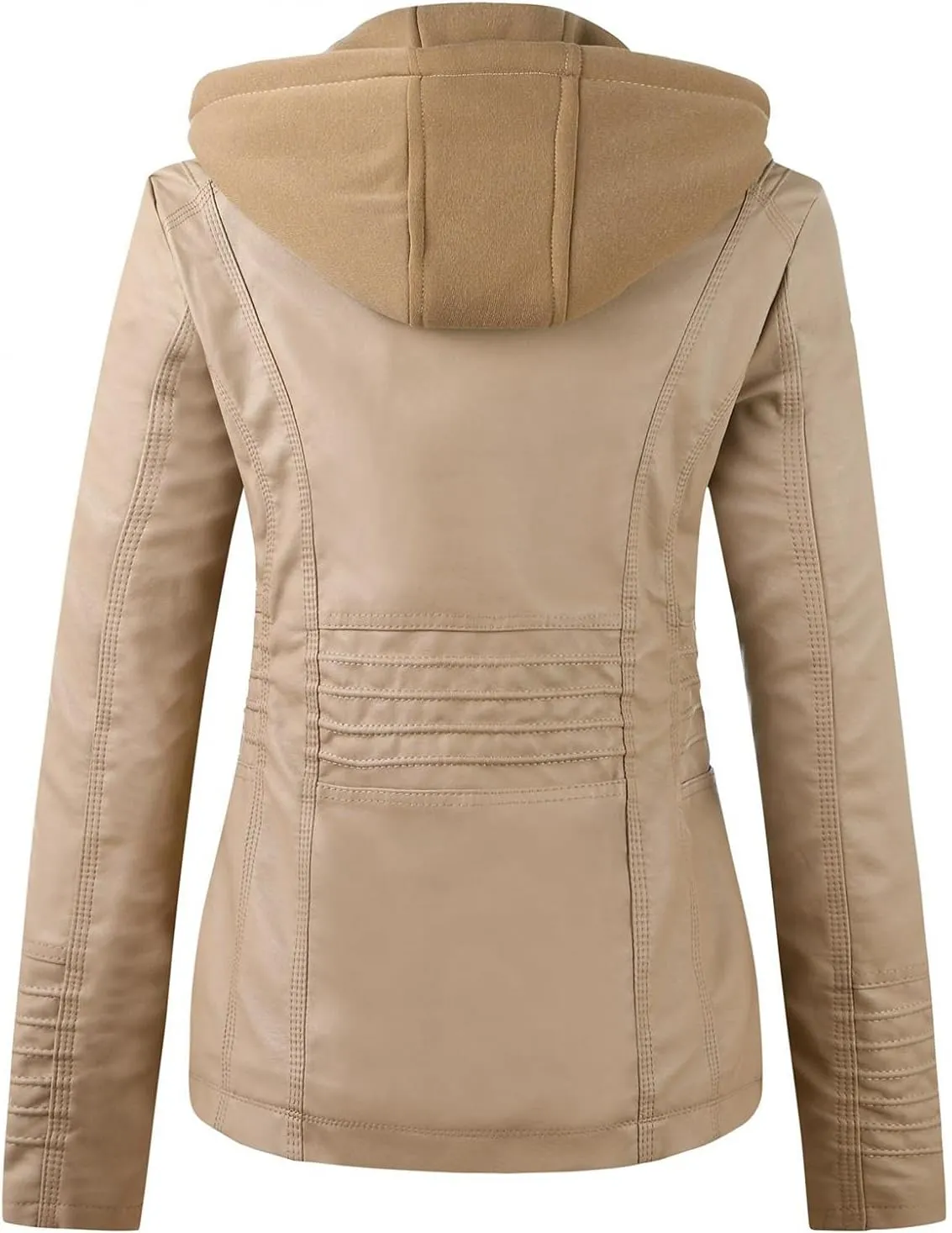 WUAI-Women Plus Size Faux Leather Jackets Hoodies Full Zip Casual Classy Warm Utility Motorcycle Coat Fall Clothes