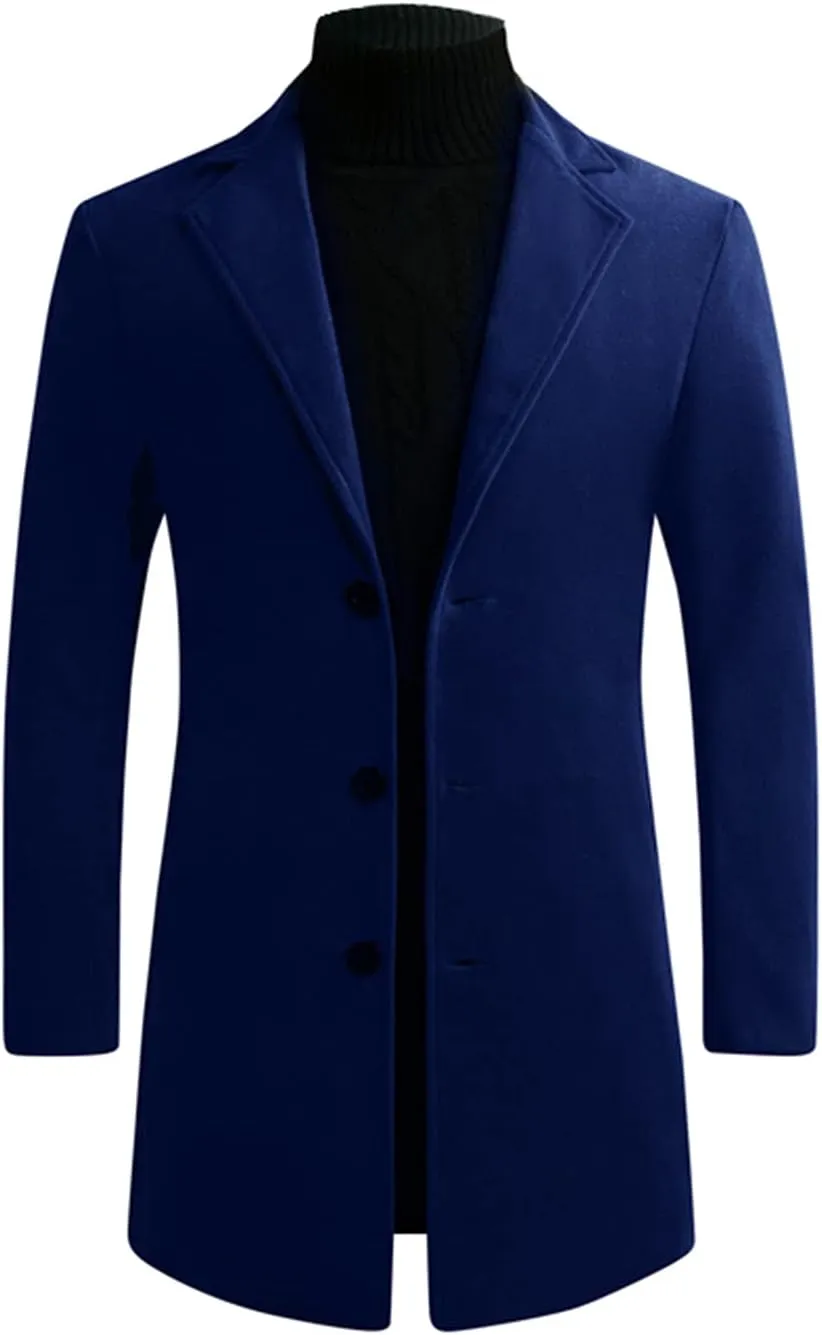 XUNRYAN Teen Boys Trench Coats Wool-Blend Peacoats Slim Fit Lapel Blazer Jackets Elegant Suits Winter Fall Fashion Coat