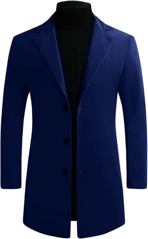 XUNRYAN Teen Boys Trench Coats Wool-Blend Peacoats Slim Fit Lapel Blazer Jackets Elegant Suits Winter Fall Fashion Coat