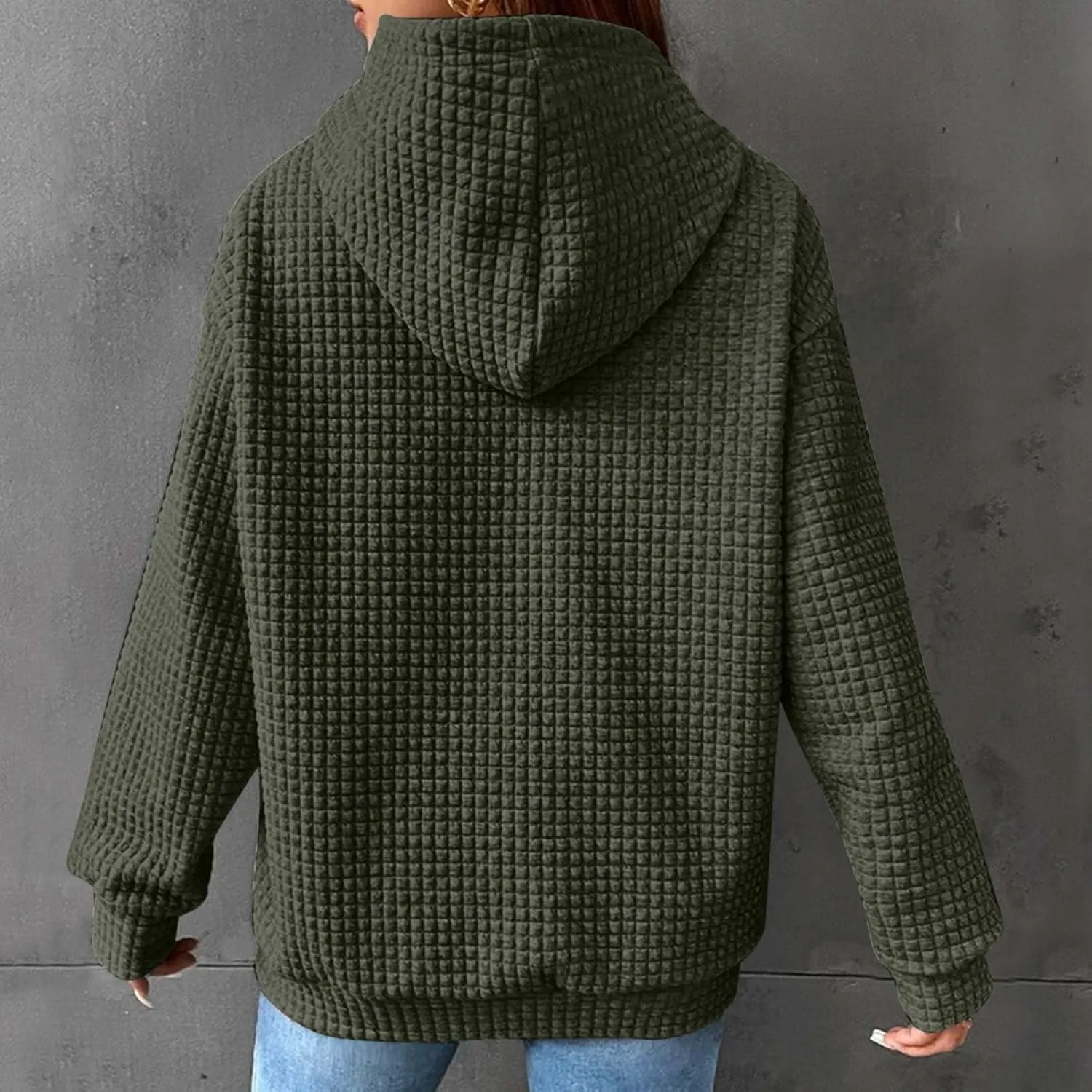 XUNRYAN Womens Waffleknit Shacket Jacket 2023 Fall Fashion Long Sleeve Casual Button Down Shirts Jackets Zip Up Hoodie Coat