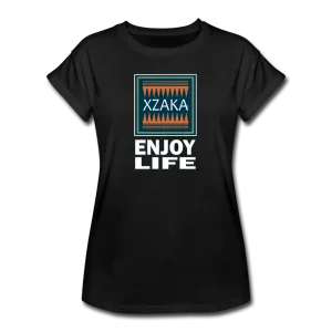 XZAKA - Women's Relaxed Fit T-Shirt - Enjoy Life -BK