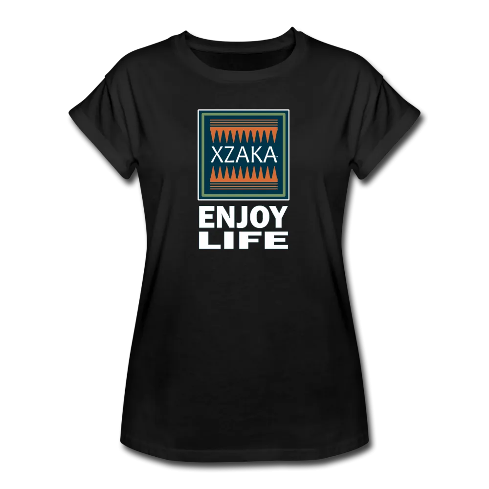 XZAKA - Women's Relaxed Fit T-Shirt - Enjoy Life -BK