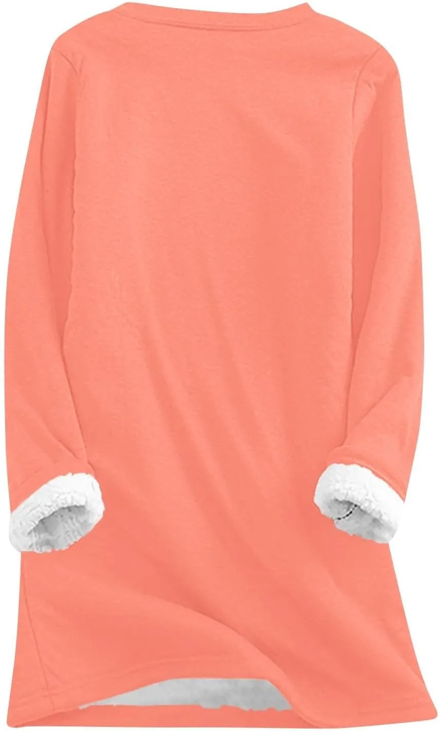 Yes,I'm Still Freezing -Me 24:7 Sherpa Lined Sweatshirt Women Fuzzy Fleece Thermal Outerwear Letter Print Pullover