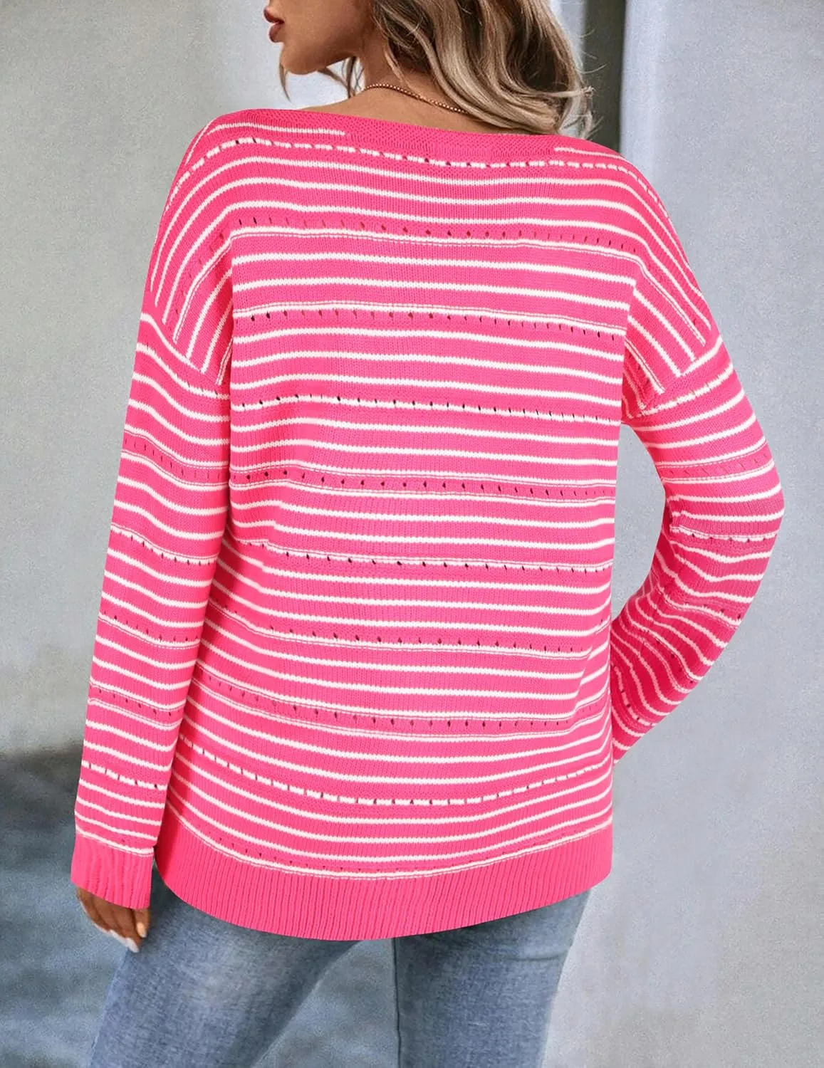 Zeagoo Womens Sweaters Cute Long Sleeve Off The Shoulder Pullover Tops Hollow Out Crochet Dressy Casual Outfits