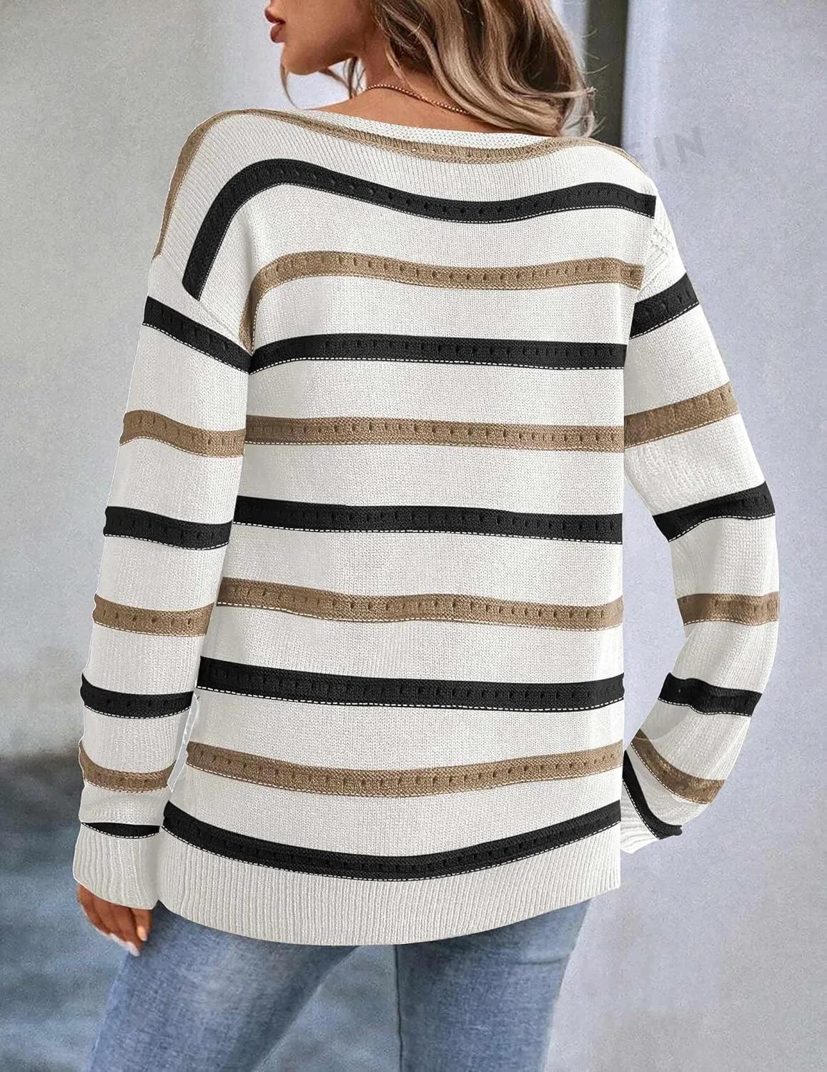 Zeagoo Womens Sweaters Cute Long Sleeve Off The Shoulder Pullover Tops Hollow Out Crochet Dressy Casual Outfits