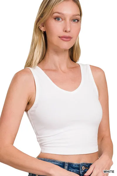 Zenana Cotton V-Neck Cropped Cami Top (2 Colors)