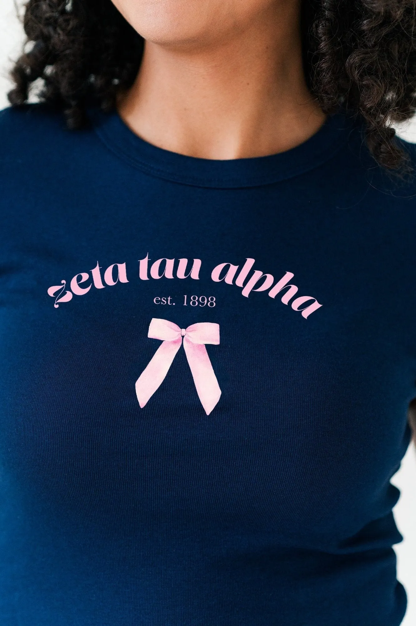 Zeta Tau Alpha Coquette Bow Ribbed Crop Top