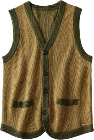 ZHILI Mens Sweater Vest Solid Knitted Lightweight Thermal Cardigan,DXL Big and Tall Vest