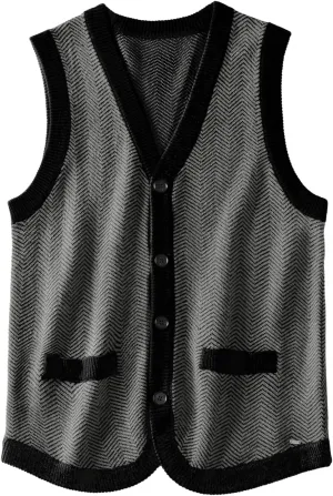 ZHILI Mens Sweater Vest Solid Knitted Lightweight Thermal Cardigan,DXL Big and Tall Vest