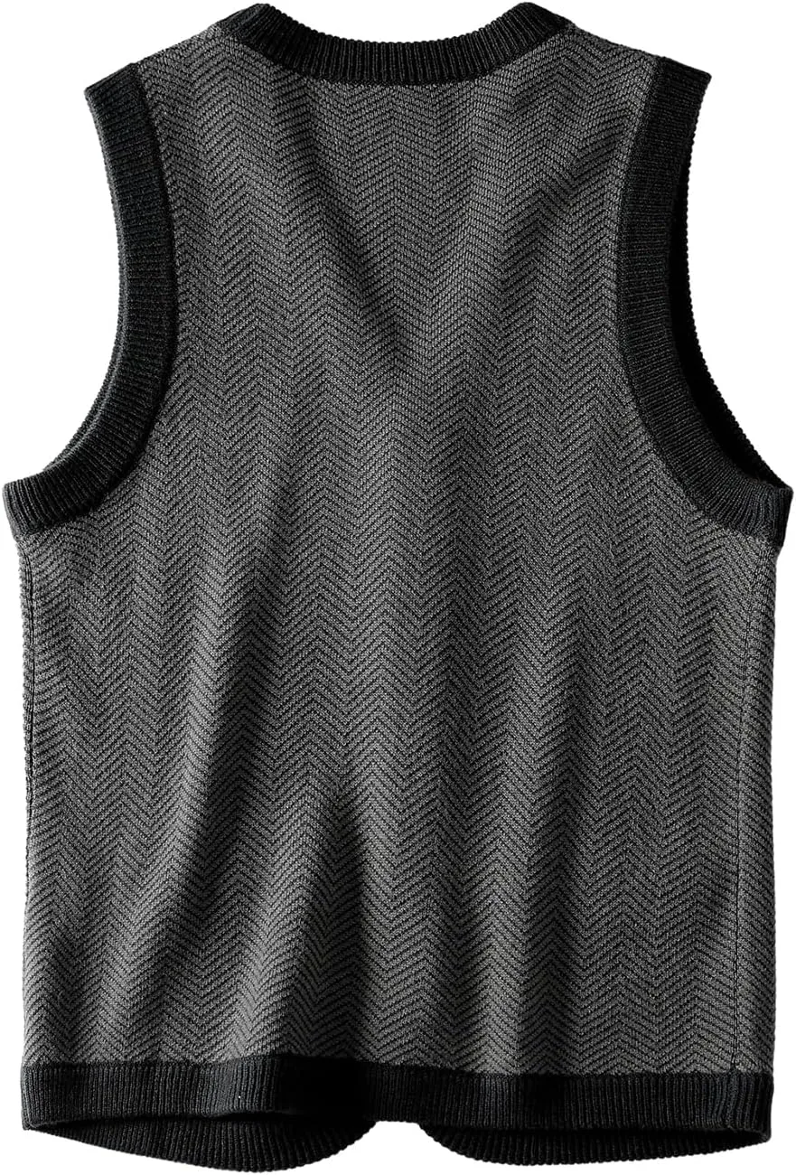 ZHILI Mens Sweater Vest Solid Knitted Lightweight Thermal Cardigan,DXL Big and Tall Vest