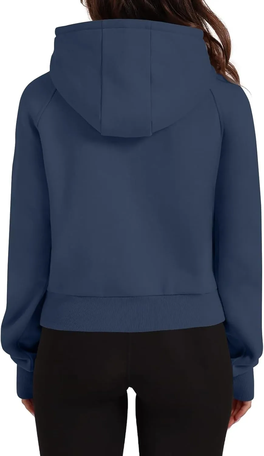 Zip Up Hoodie for Women Fleece Y2k Raglan Sleeve Cropped Sweater Solid Color Athletic Jackets 2024 Fall Tunic Tops