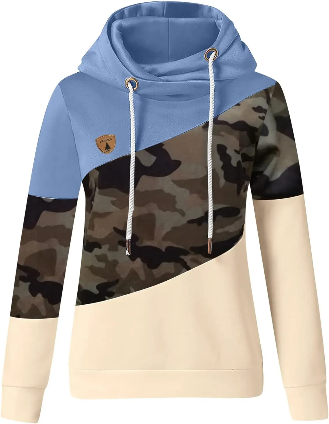 ZYXTIM Womens High Cowl Neck Hoodies, Oversize Long Sleeve Drawstring Pullover Tops Solid Casual Tunic Warm Fall Sweatshirts
