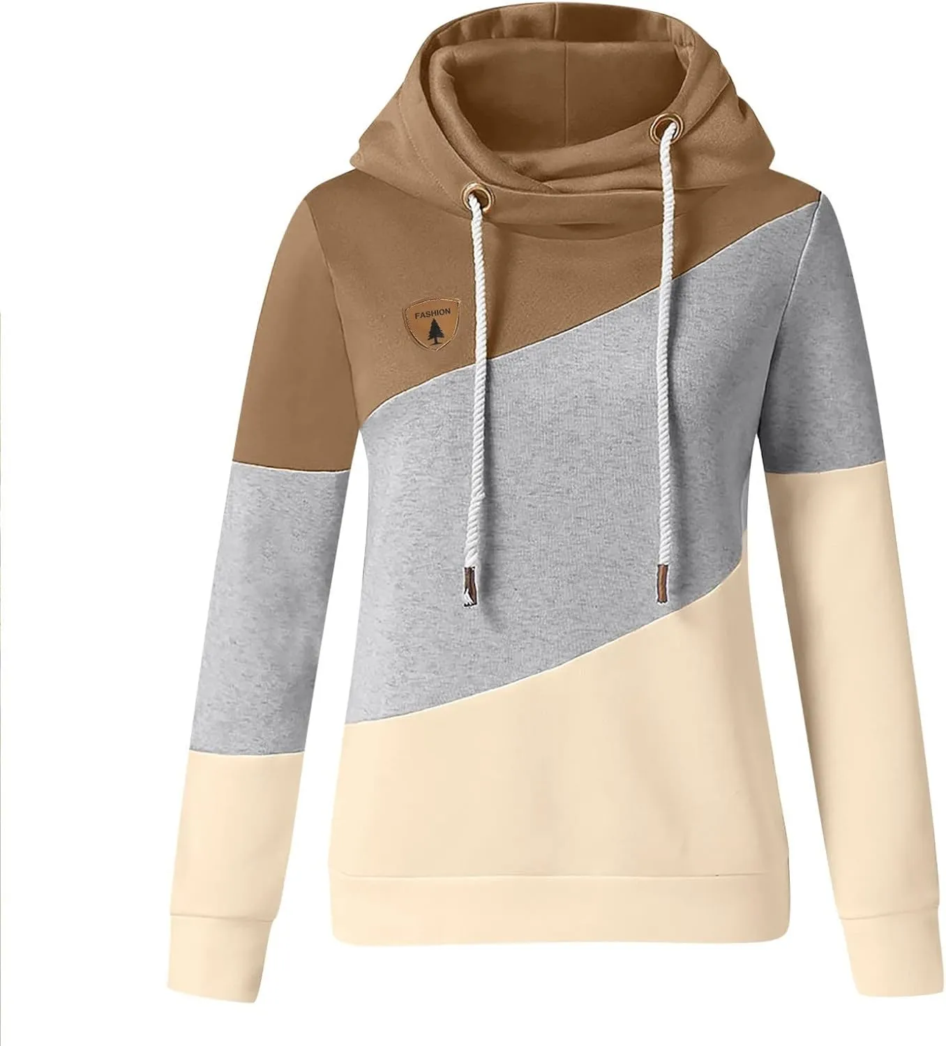 ZYXTIM Womens High Cowl Neck Hoodies, Oversize Long Sleeve Drawstring Pullover Tops Solid Casual Tunic Warm Fall Sweatshirts